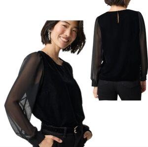 J. Crew Velvet Puff Sleeve Top Blouse